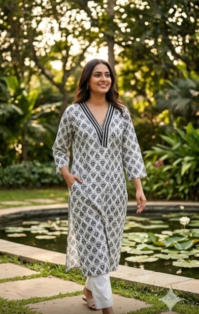 Black Blossom Kurta