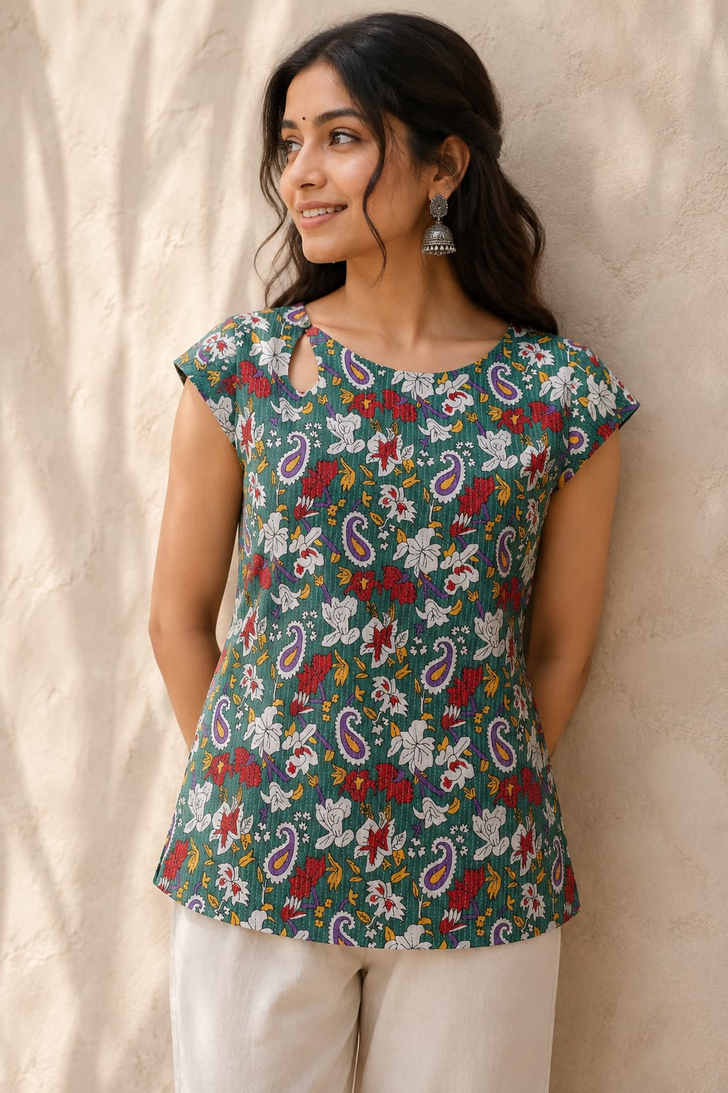 Green Garden Kurti Top