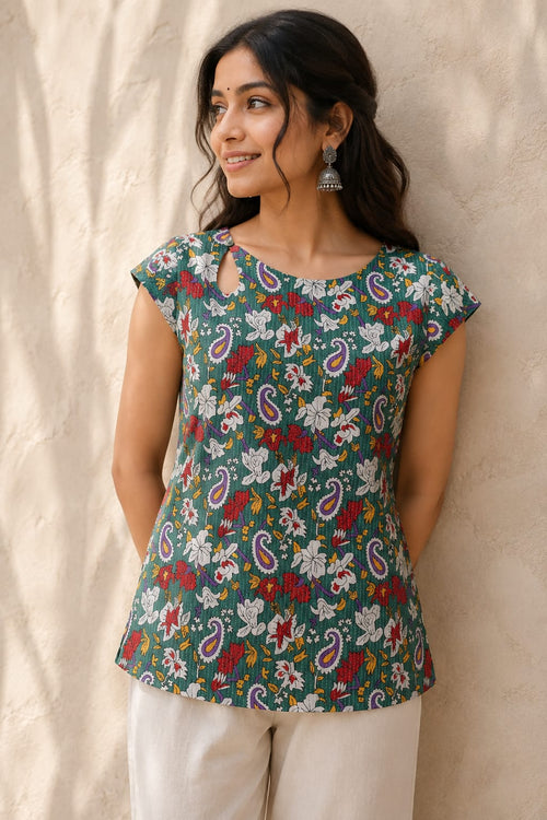 Green Garden Kurti Top